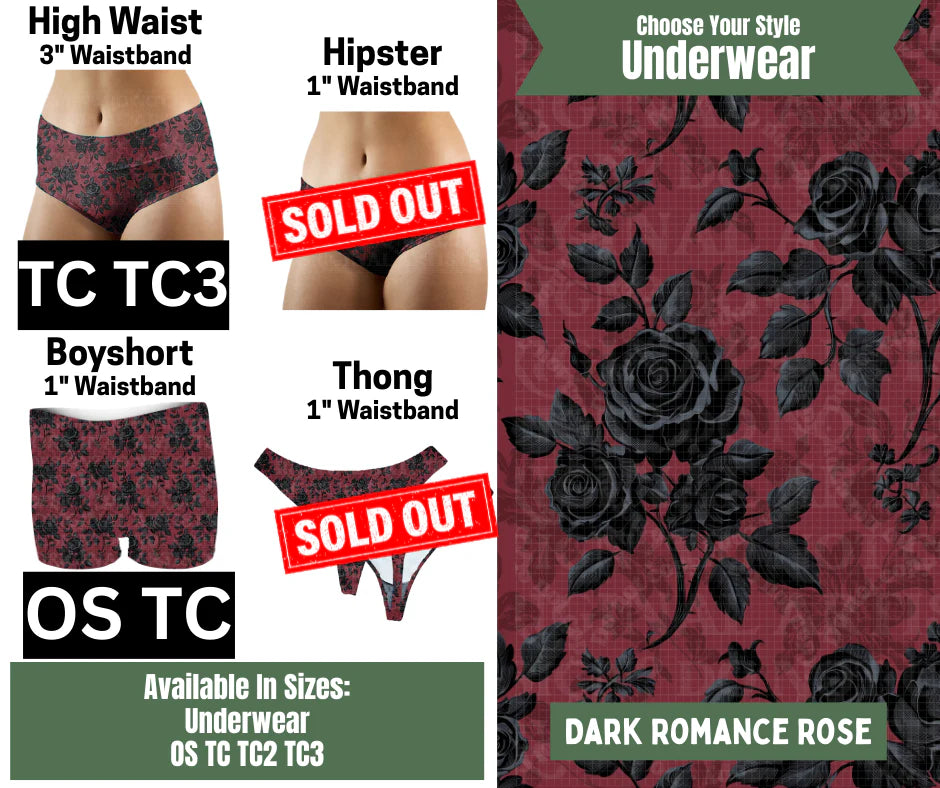 Dark Romance Rose High Waist, Boyshort Underwear