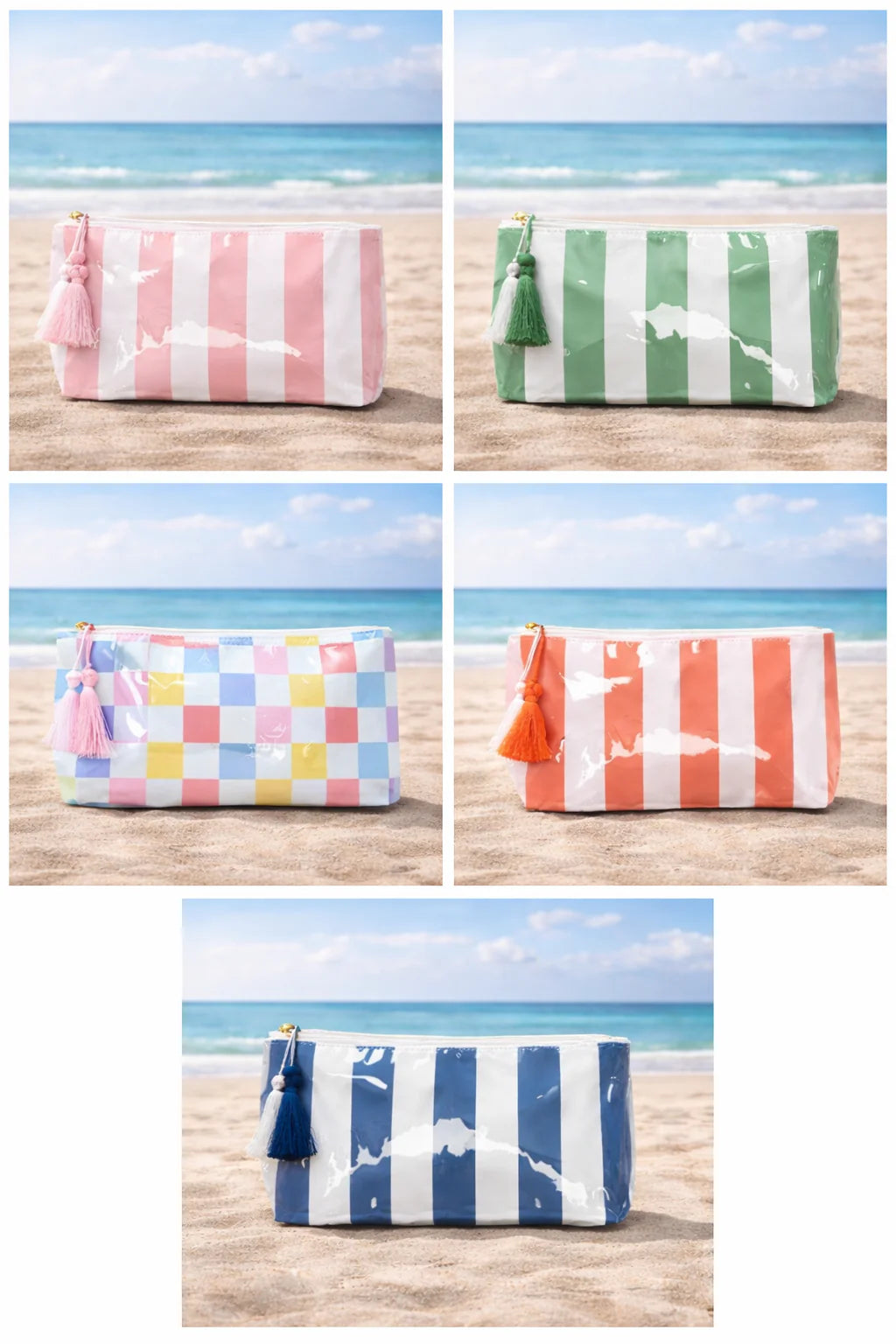 Waterproof Striped or Checkered Pouch Bag