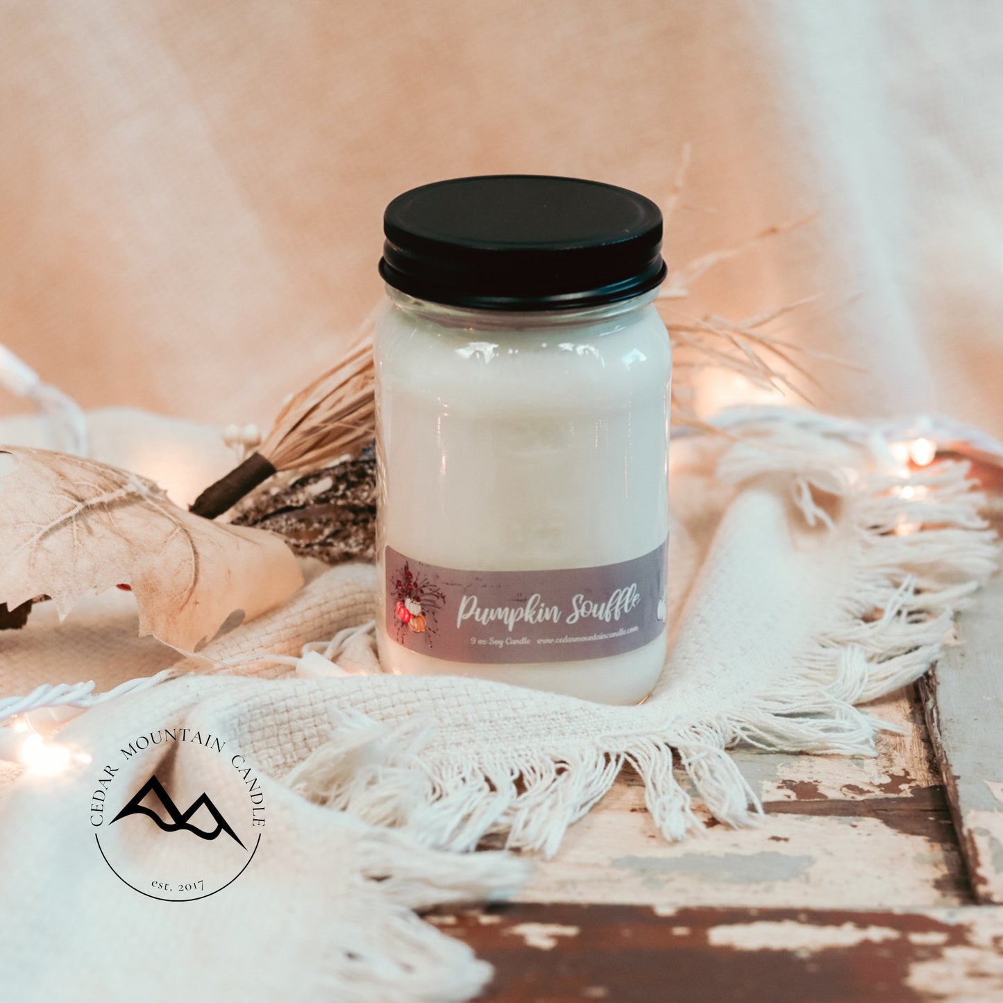 Fall Mauve Pumpkin Mason Jar Candle