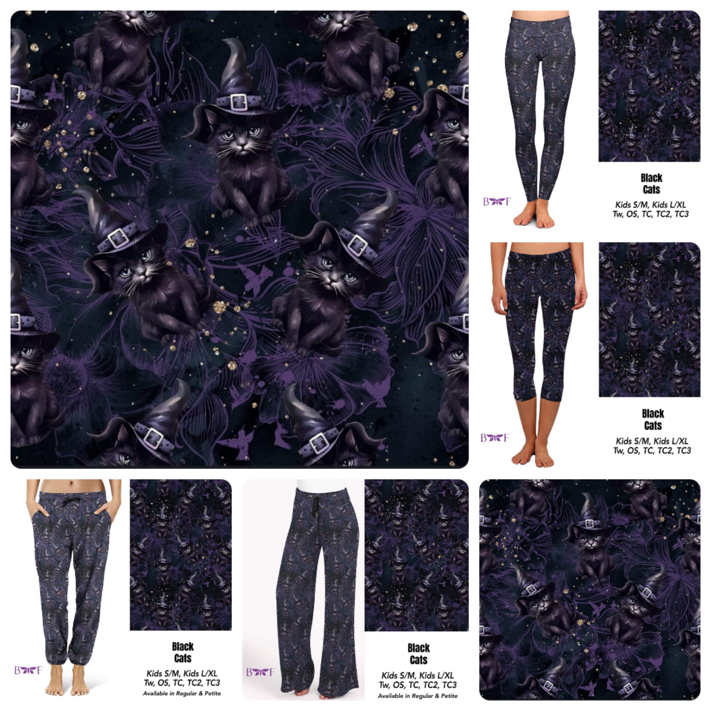 Black Cats Leggings, Capris, and Skorts