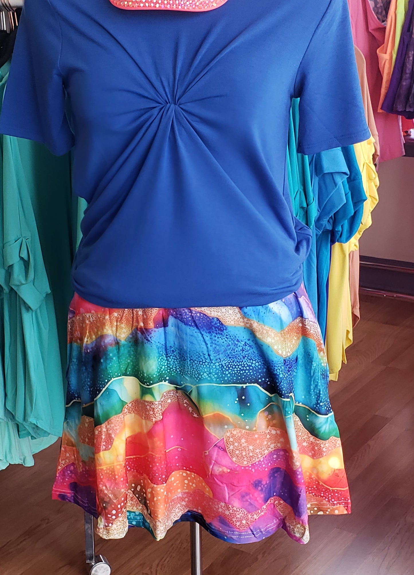 Full glitter rainbow agate capris, shorts and skorts with pockets