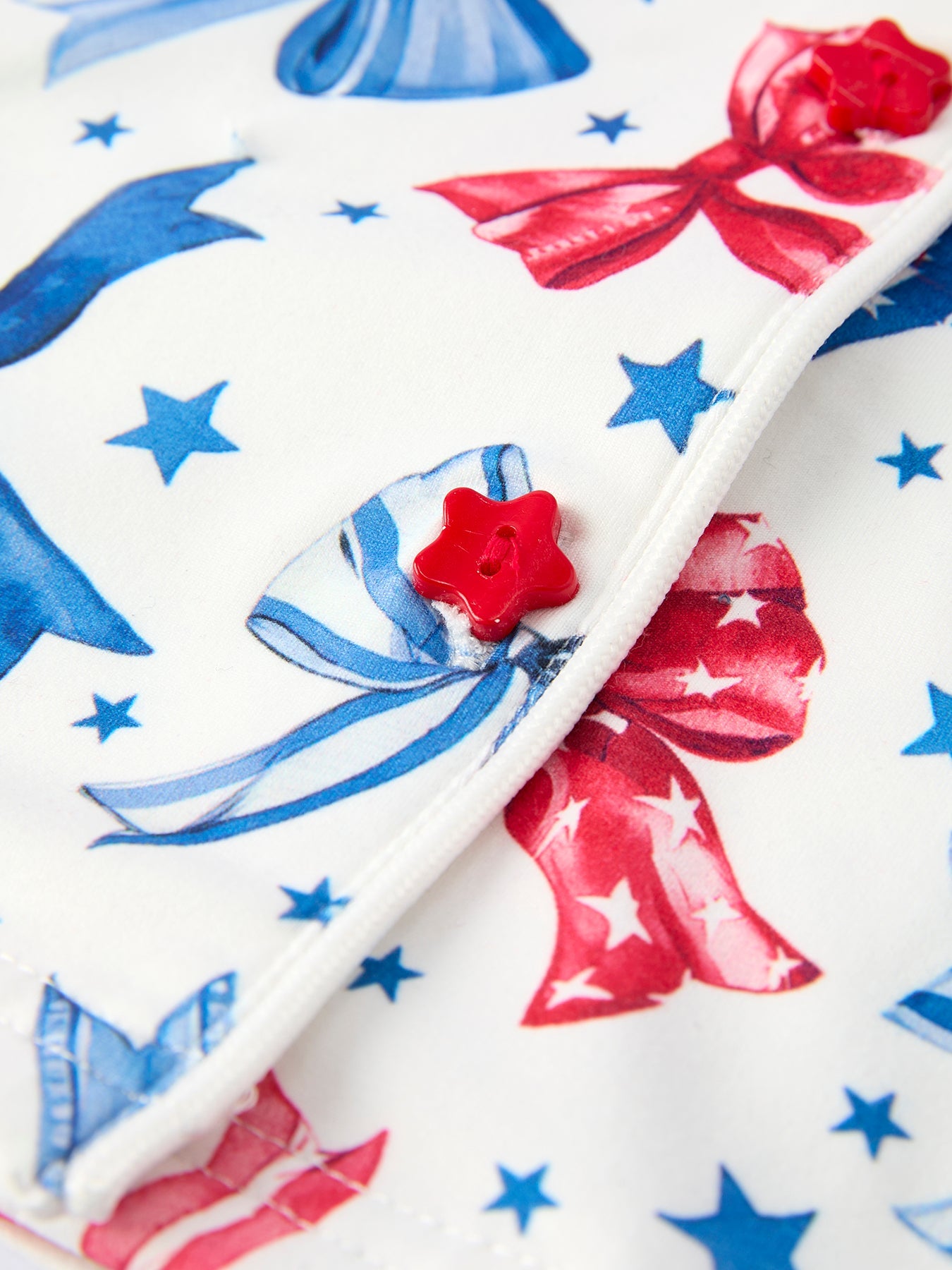 4th Of July Bow Star Girls Pajamas Set