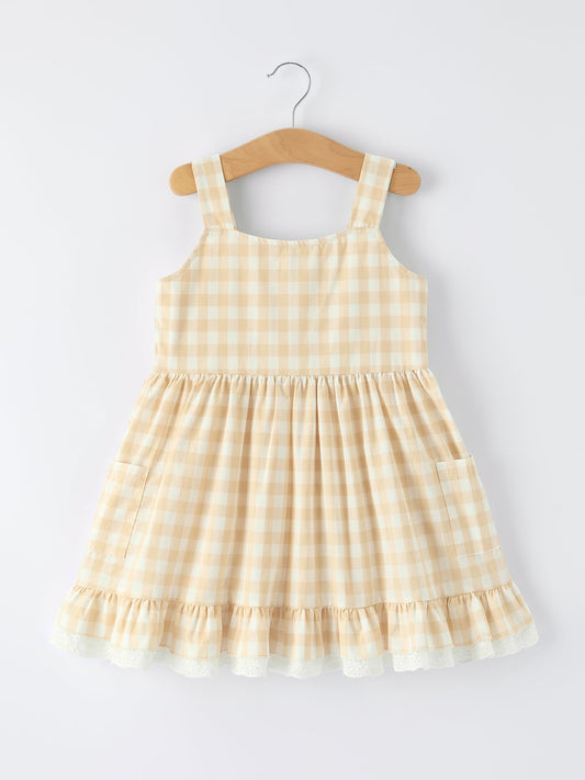 Mommy & Me Plaid Girl Dress With Pocket