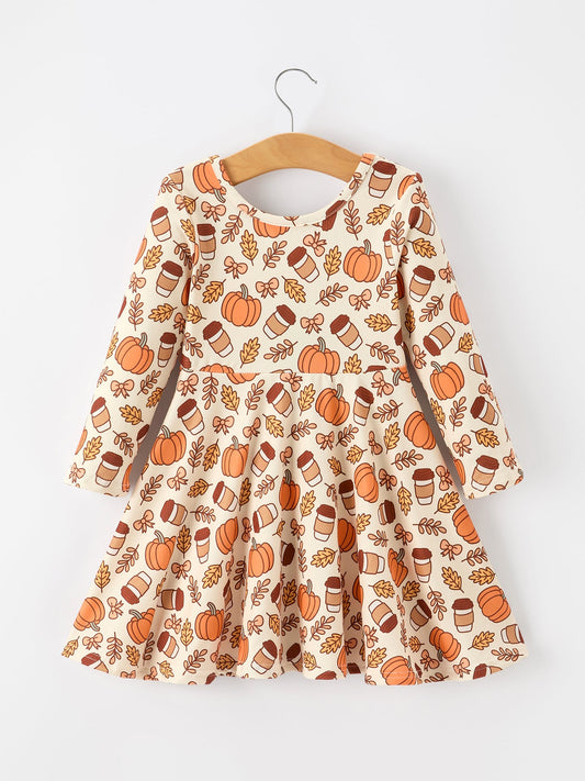Thanksgiving Pumpkin Pie Girls Twirl Dress