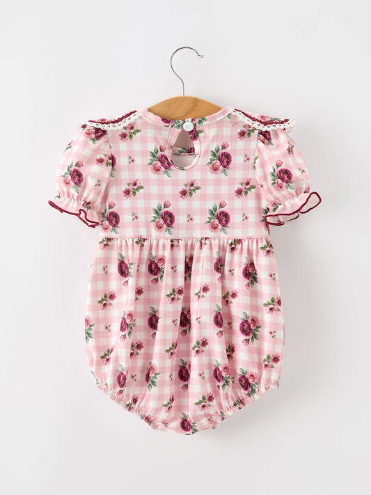 Fall Baby Girls Vintage Smocked Floral Romper