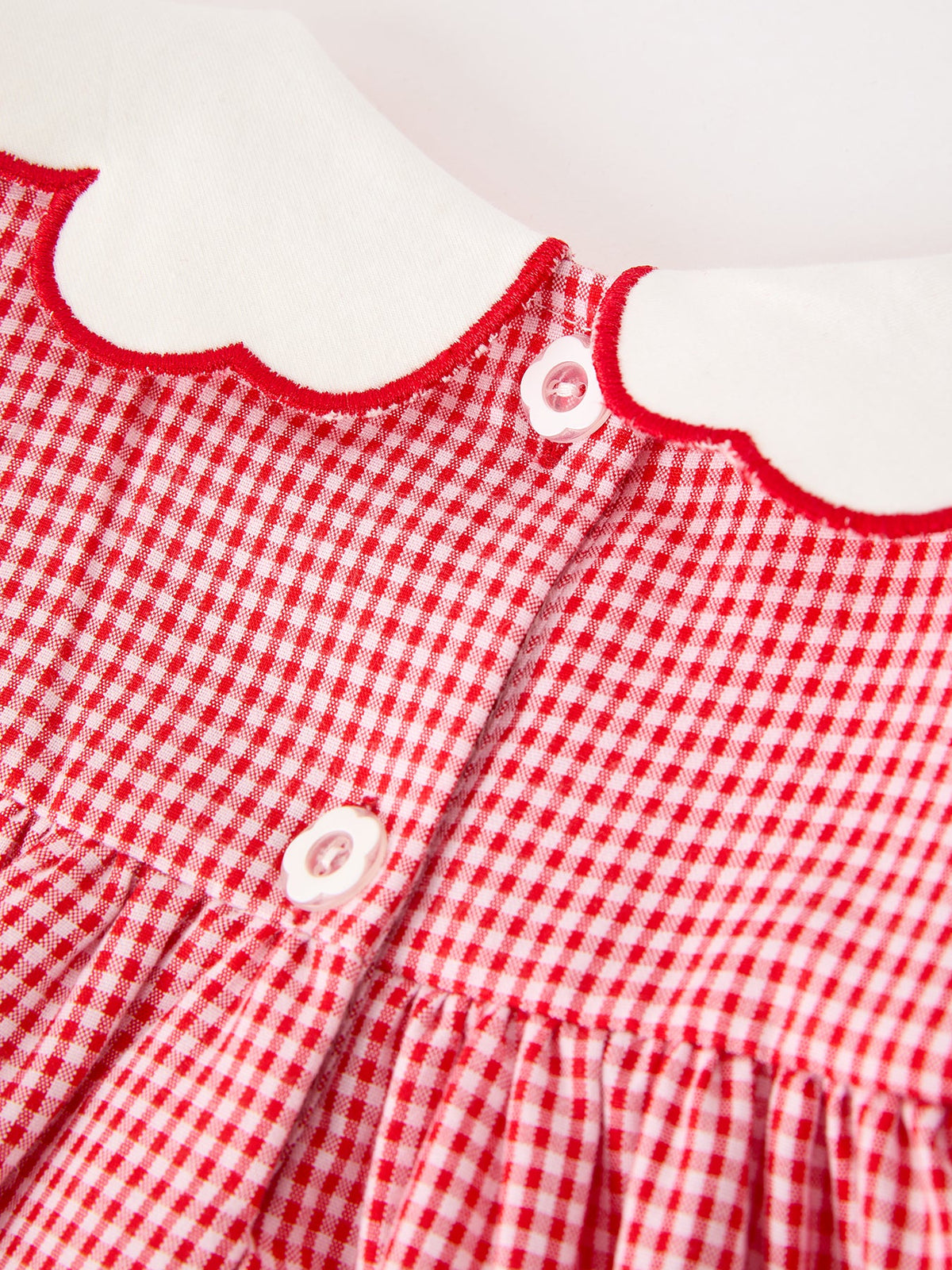 Valentine Girls Red Plaid Heart Embroidered Lace Dress