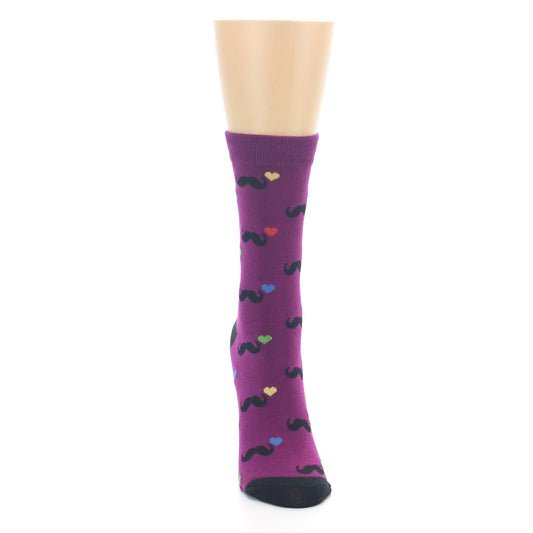 Purple Mustache Socks - Women's Novelty Socks