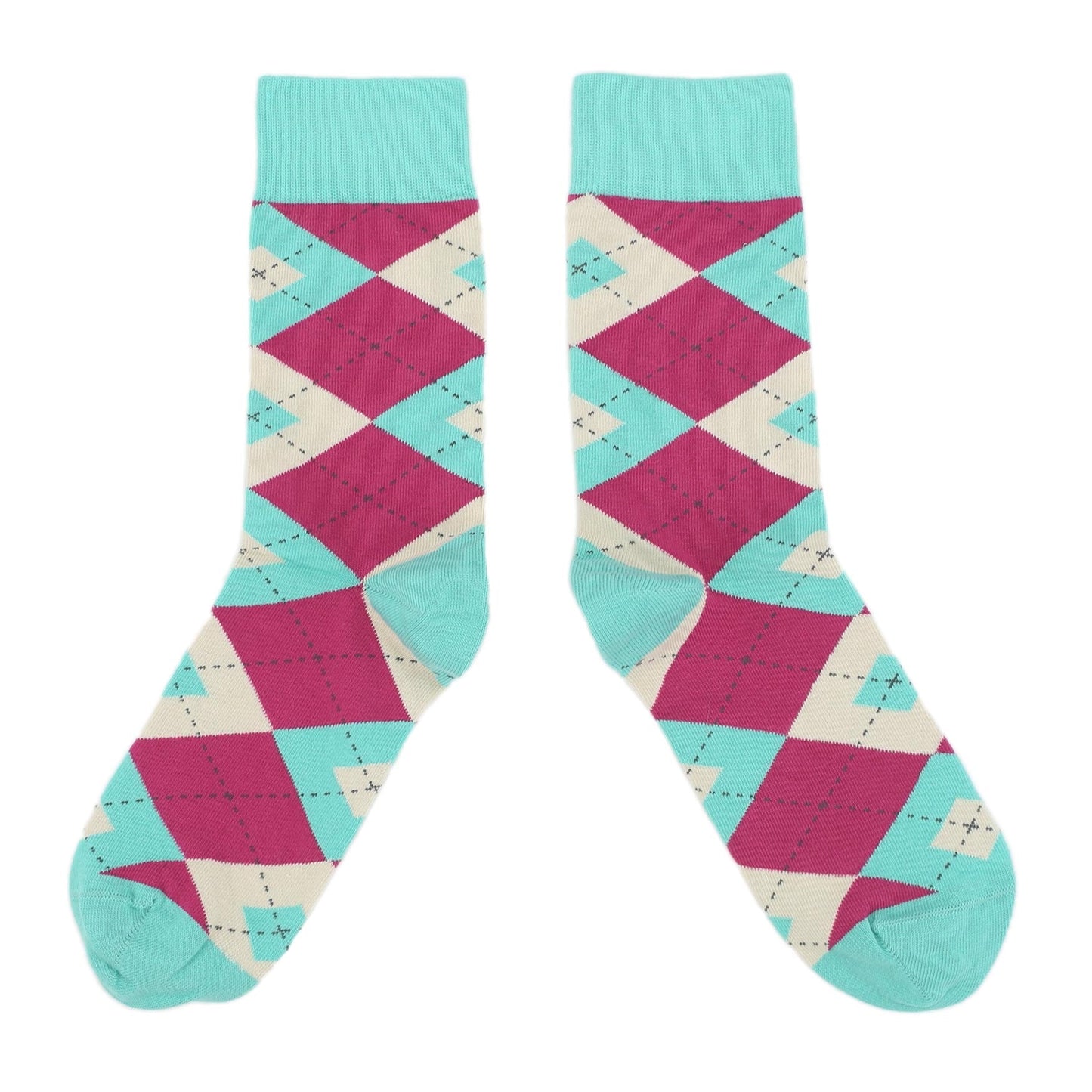 Spa Green Fuchsia Argyle Wedding Groomsmen Men’s Dress Socks