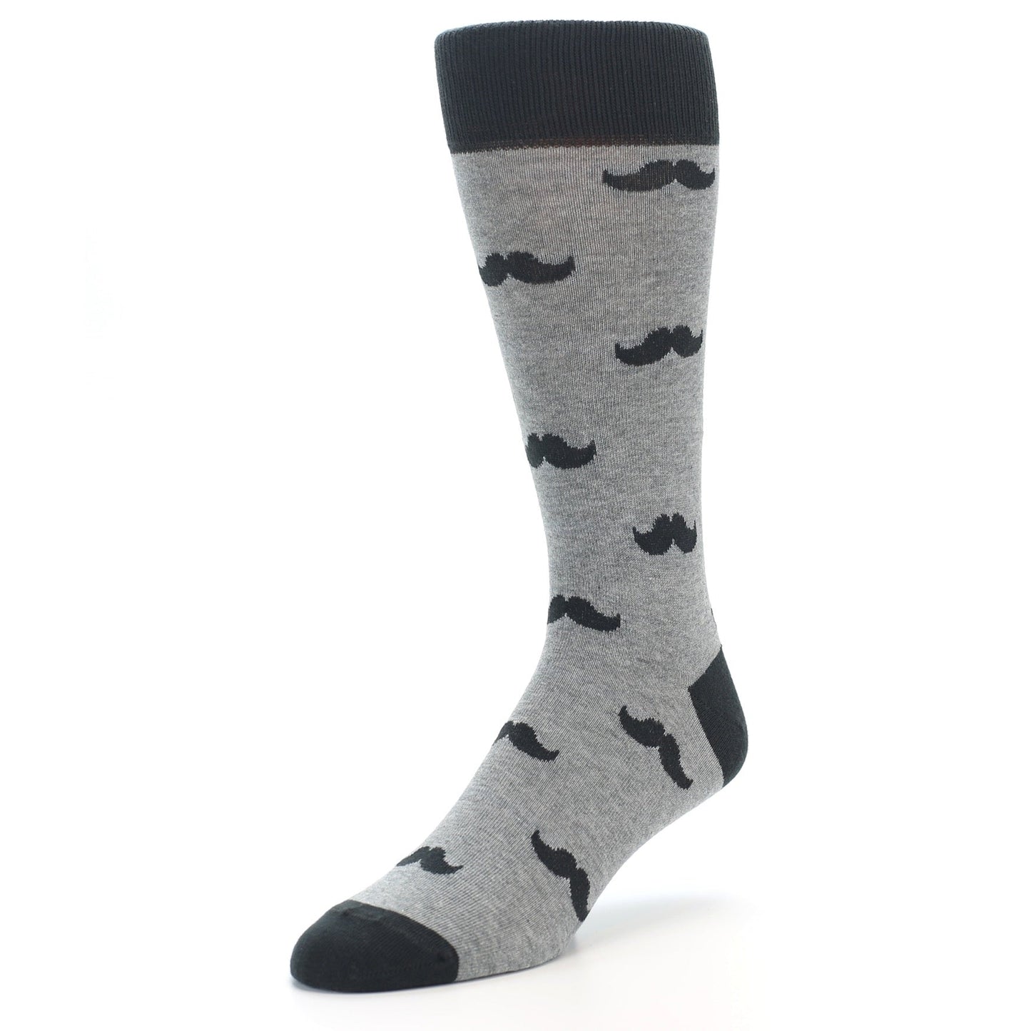 Gray Charcoal Mustache Men’s Dress Socks