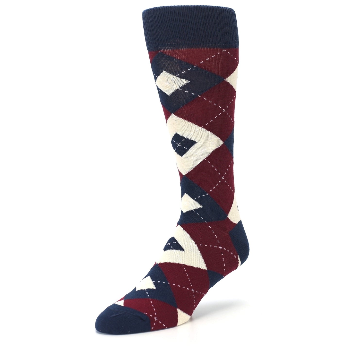 Burgundy Navy Argyle Men's Dress Socks