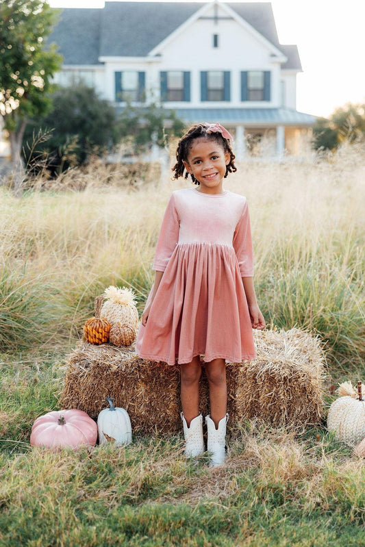Vintage Pink Velvet Twirl Dress