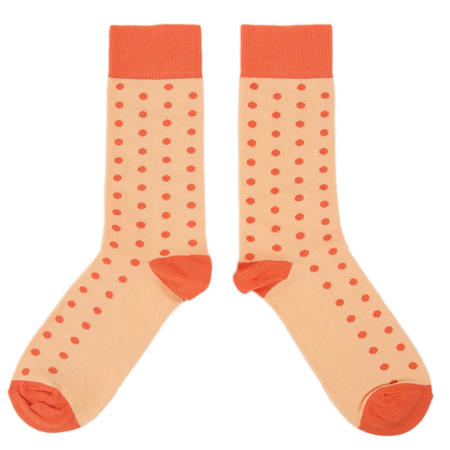 Peach Papaya Polka Dot Groomsmen Wedding Men’s Dress Socks