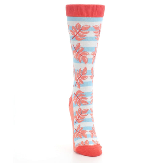 Red Coral Blue Palm Branches Women's Dress Socks
