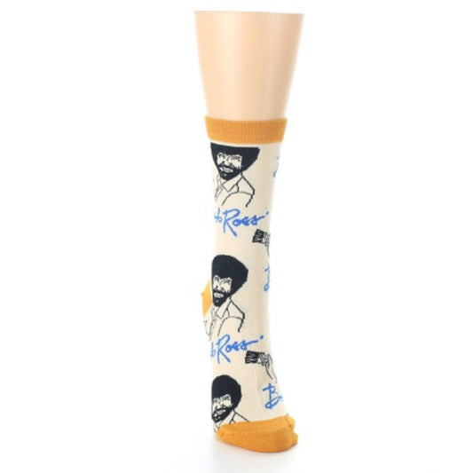 Tan Gold Signature Bob Ross Socks - Women's Novelty Socks