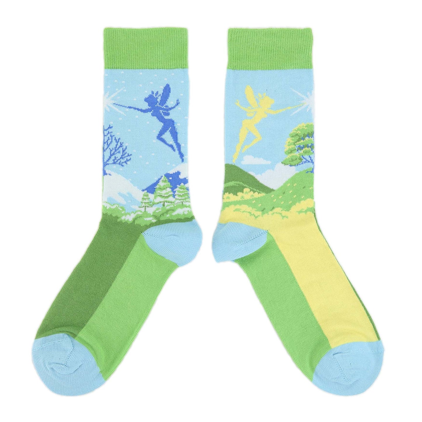 Blue Green Fairy Socks - Women's Novelty Socks