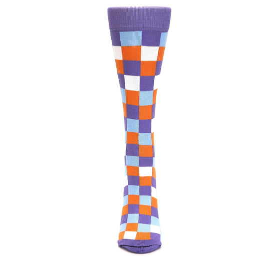 Purple Orange Blue Checker - USA Made - Women's Novelty Socks