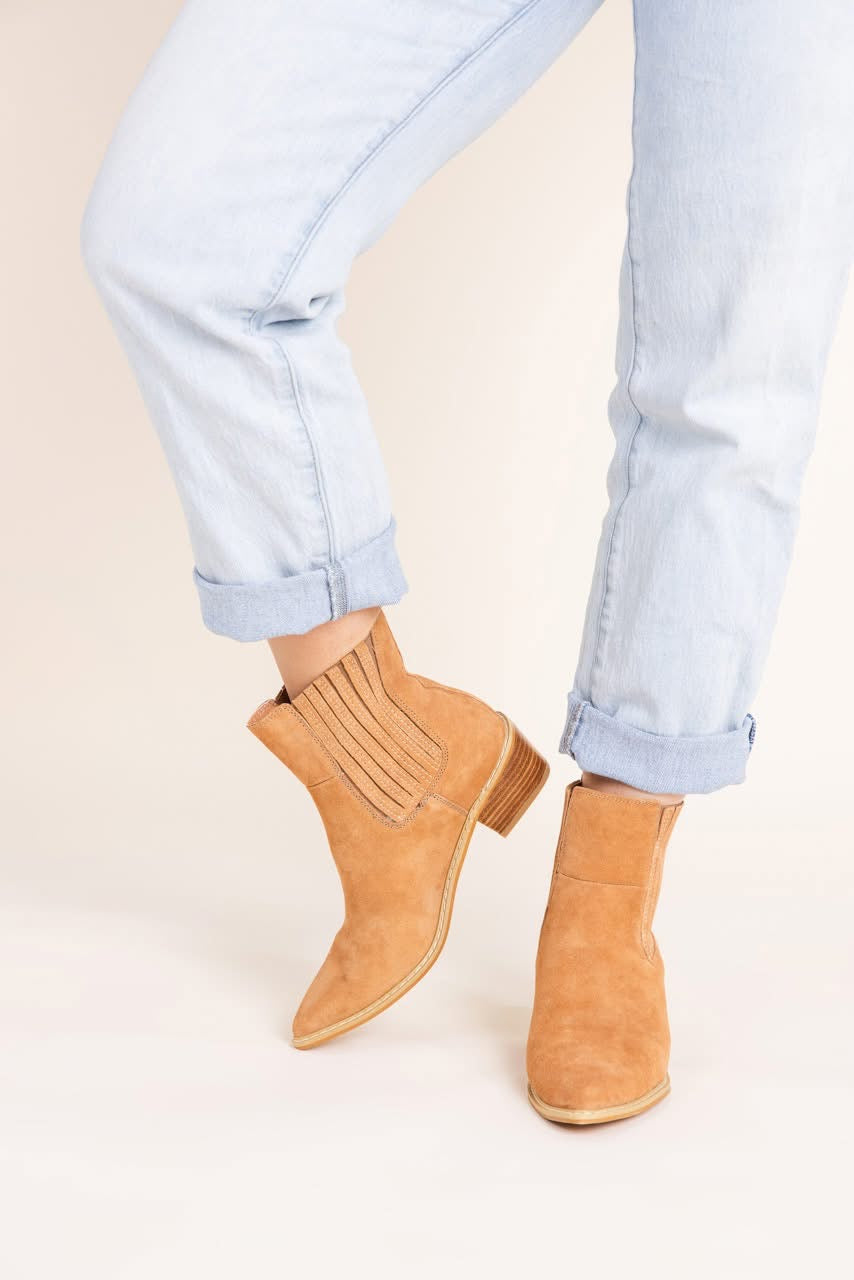 Leonor Suede Ankle Boot in Tan