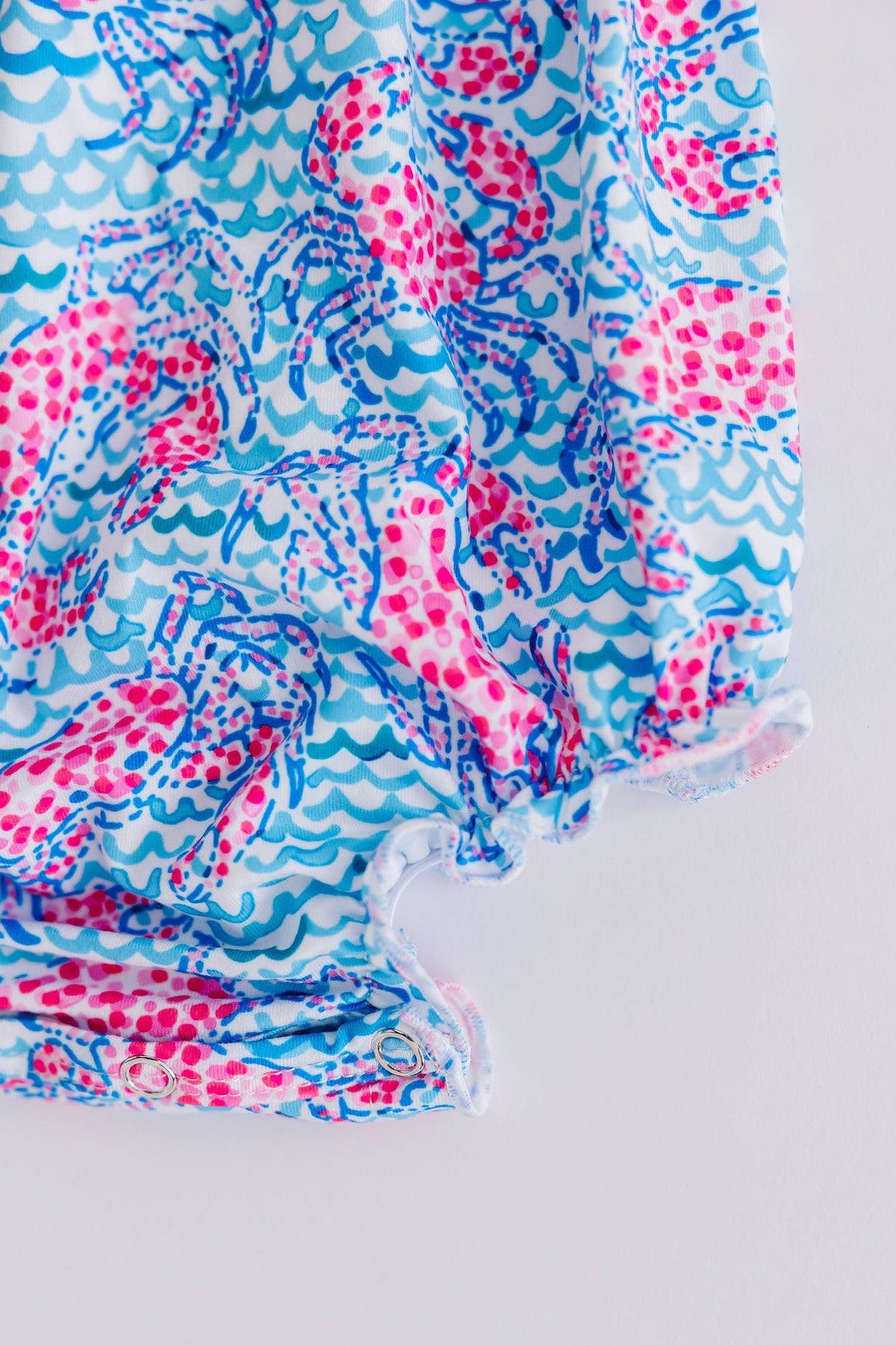 Crab Walk Ruffle Cross Back Romper