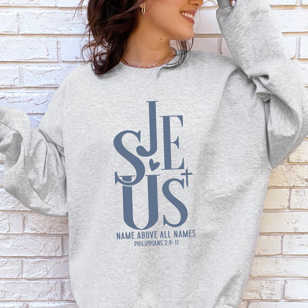 Jesus Name Above Graphic Sweatshirt
