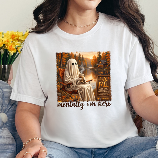 Fall Mentally I'm Here Graphic Tee