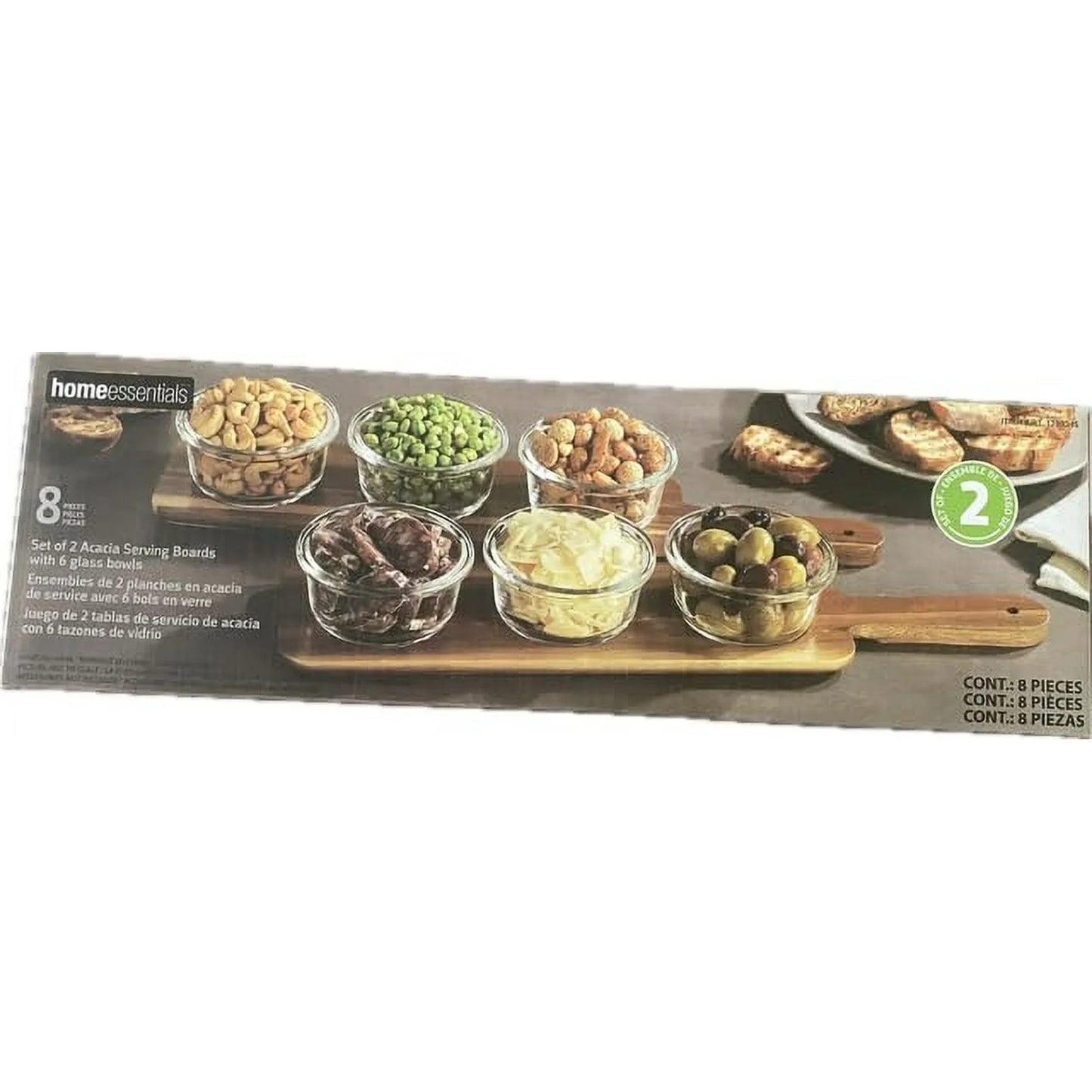 Home Essentials Table Setter Acacia Wood Serving Set, 2-pack