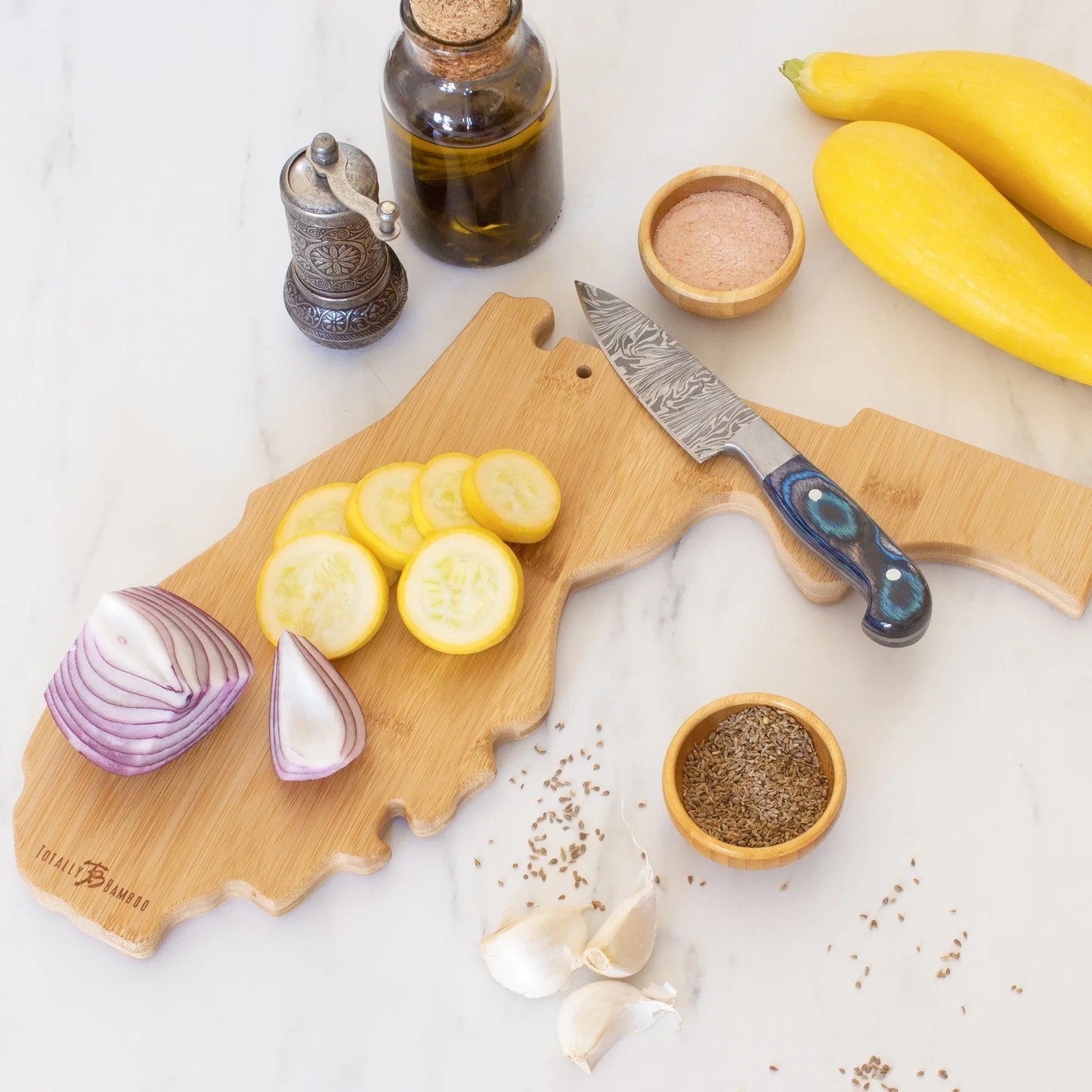Totally Bamboo Destination Florida State Shaped Serving and Cutting Board