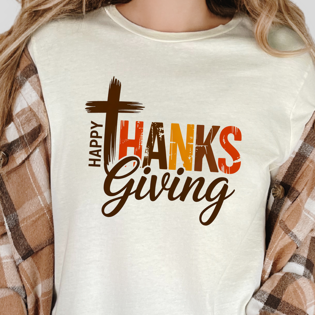 Happy Thanksgiving Cross Graphic Tee