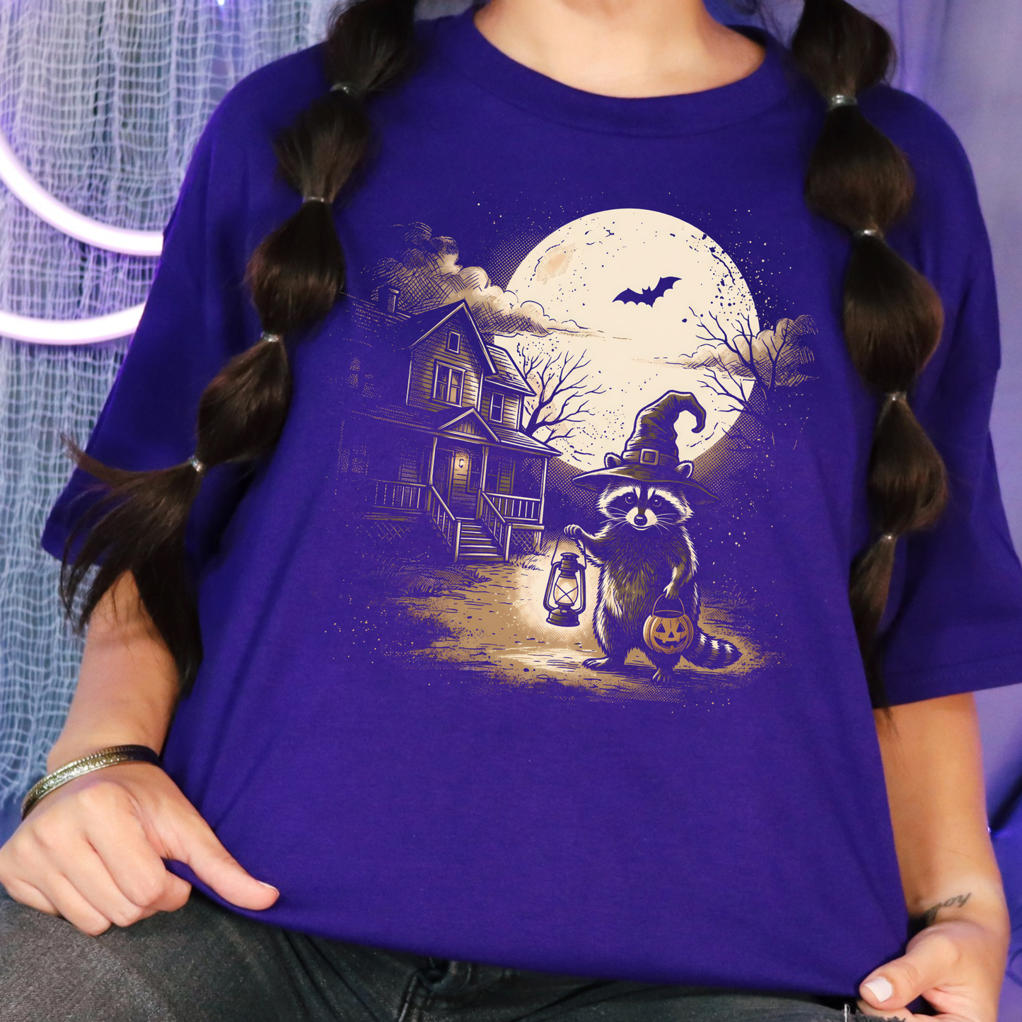Vintage Spooky Raccoon Graphic Tee
