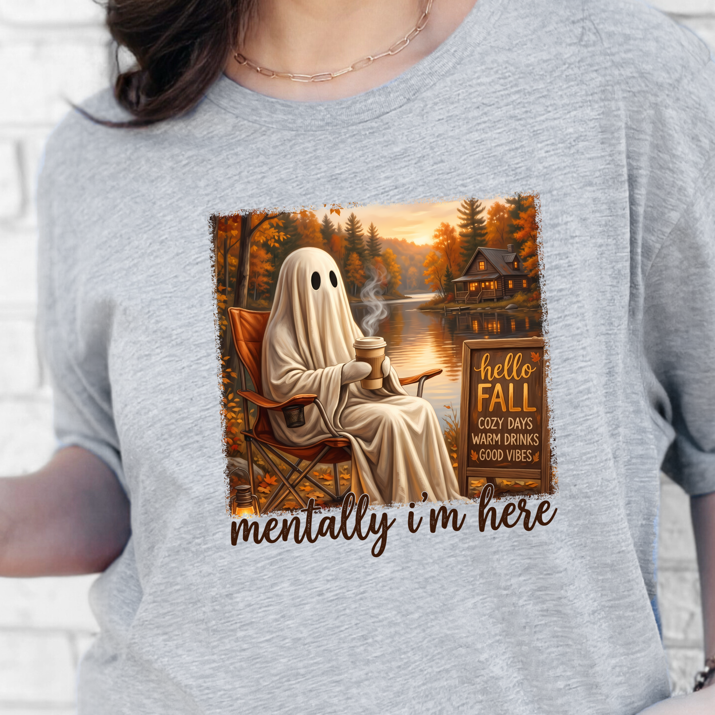 Fall Mentally I'm Here Graphic Tee