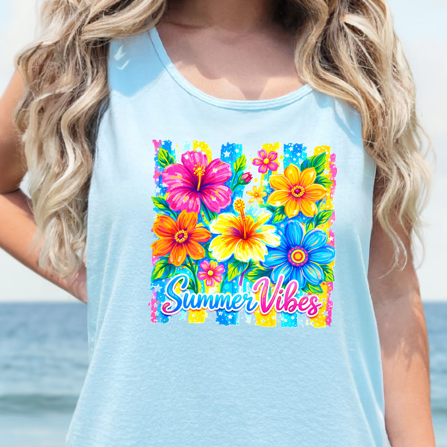 Coastal Summer Vibes Graphic Tank Top