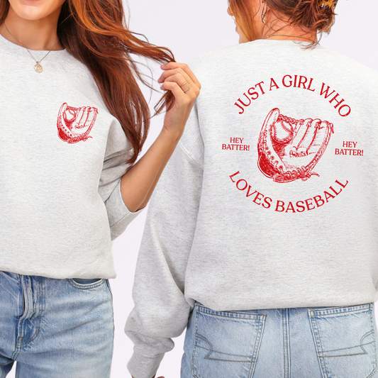 Just a Girl Who Loves Baseball Graphic Tee or Sweatshirt
