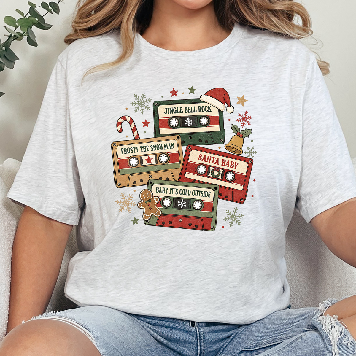 Vintage Christmas Cassettes Graphic Tee