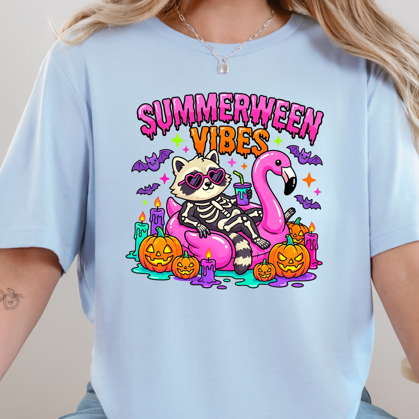 Summerween Vibes Raccoon Graphic Tee