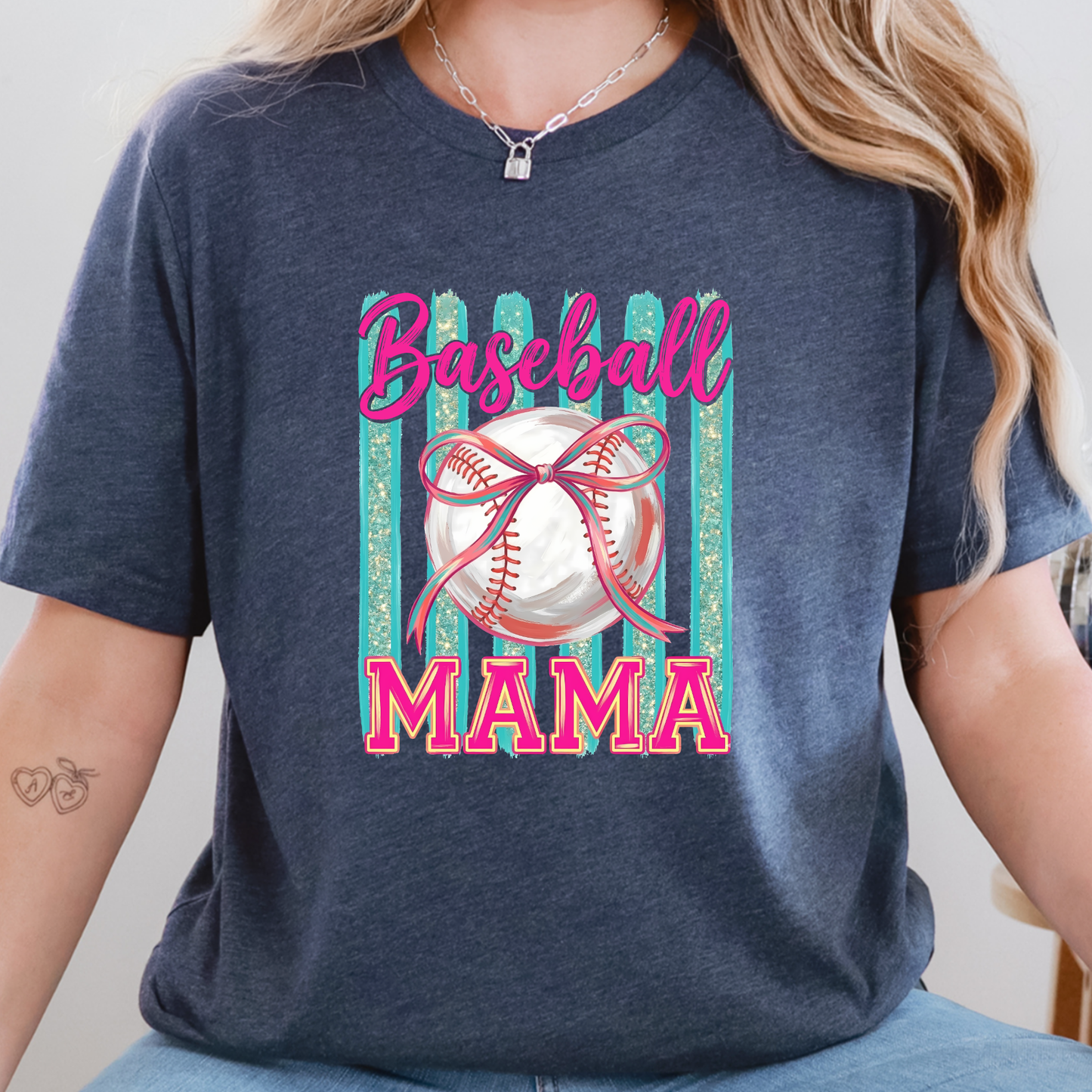 Baseball Mama Stripes Graphic Tee