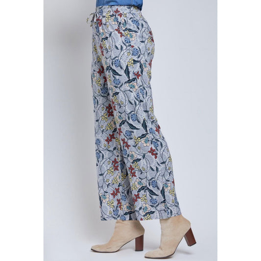 Women's Drawstring Wide Straight Pant with Tie (L)