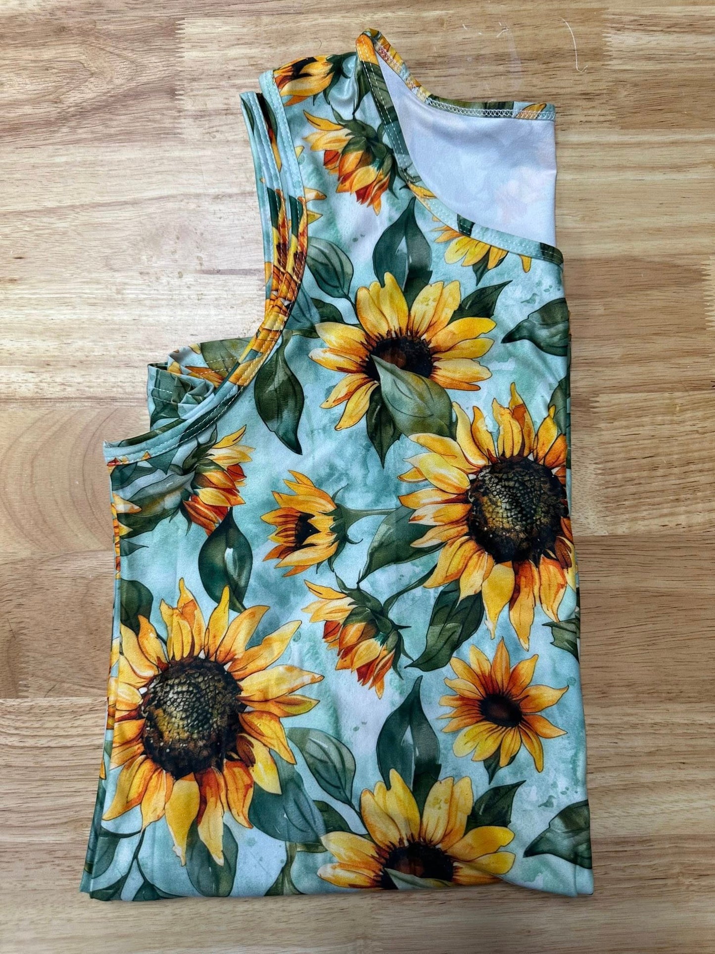 Teal Sunflower Tank Top