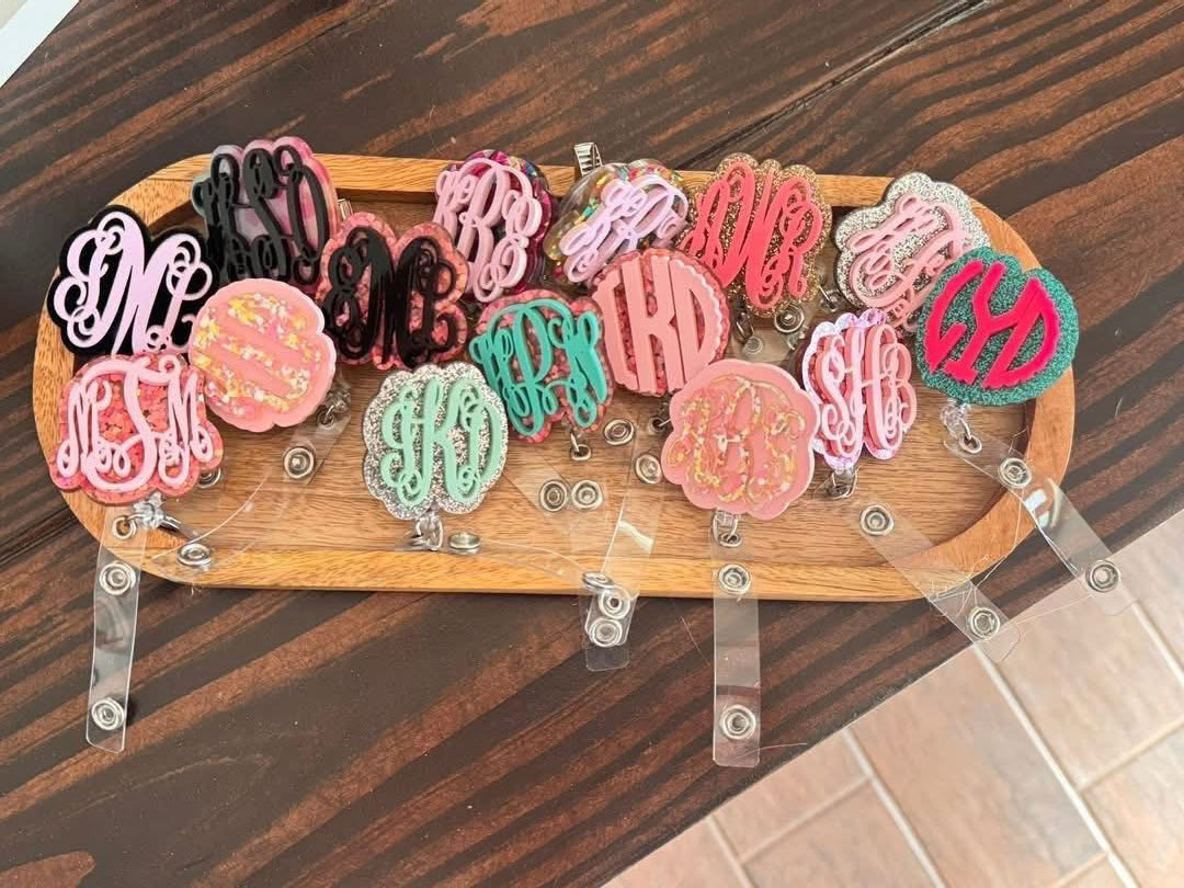 Custom Personalized Monogram Badge Reels (PREORDER - Ships in 4-5 Weeks)