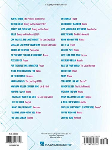 The 40 Most-Streamed Disney Songs: Easy Piano Songbook (Spiral Bound)