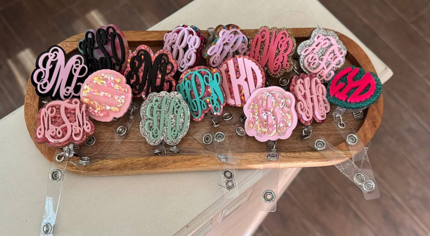 Custom Personalized Monogram Badge Reels (PREORDER - Ships in 4-5 Weeks)