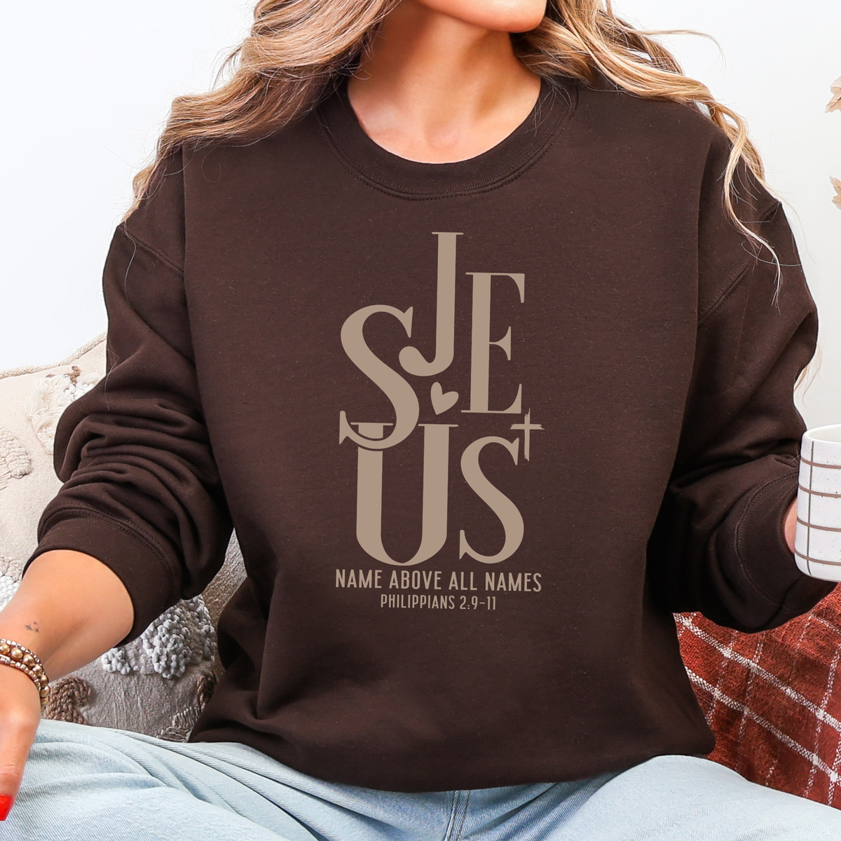 Jesus Name Above Graphic Sweatshirt