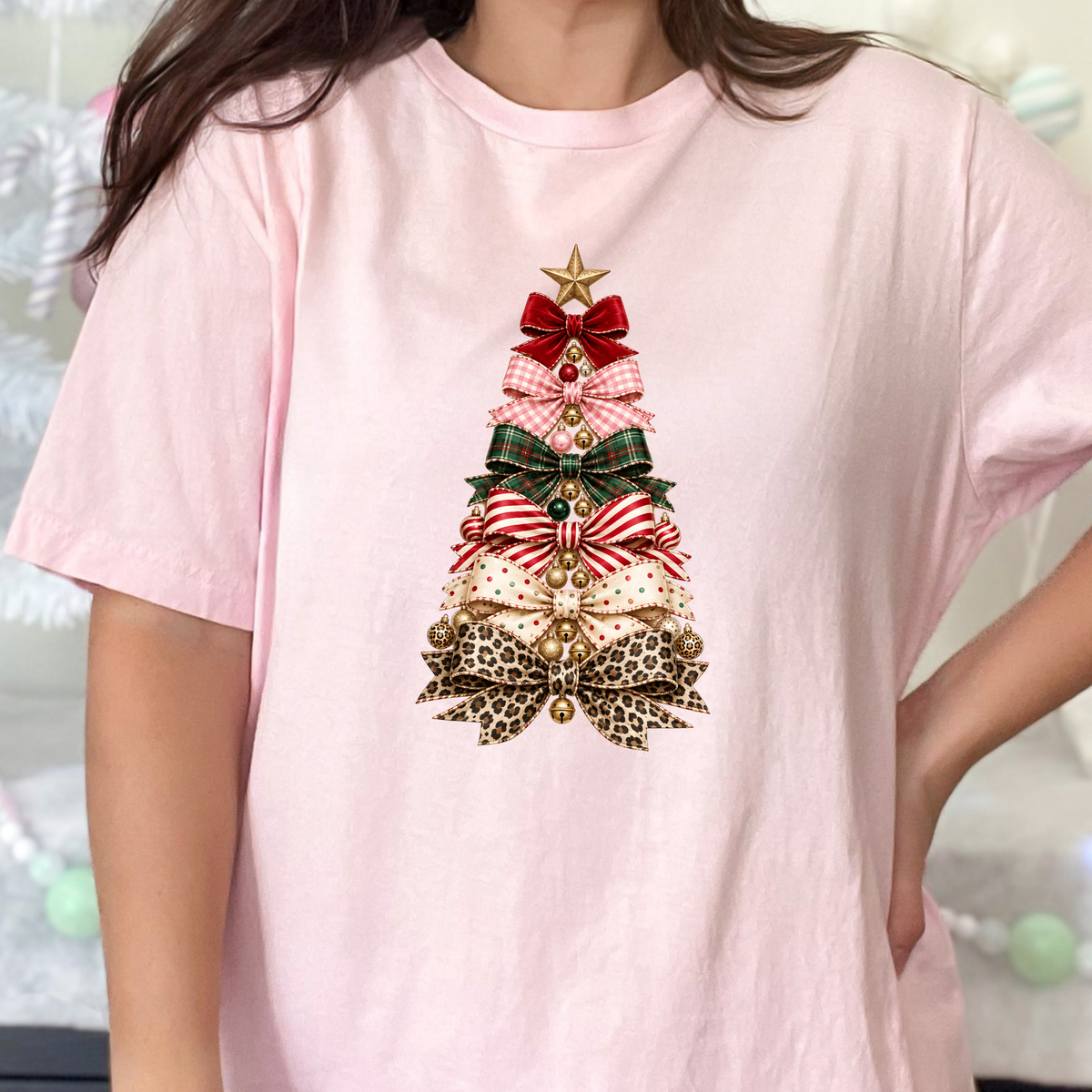 Christmas Bow Tree Graphic Tee or Sweatshirt