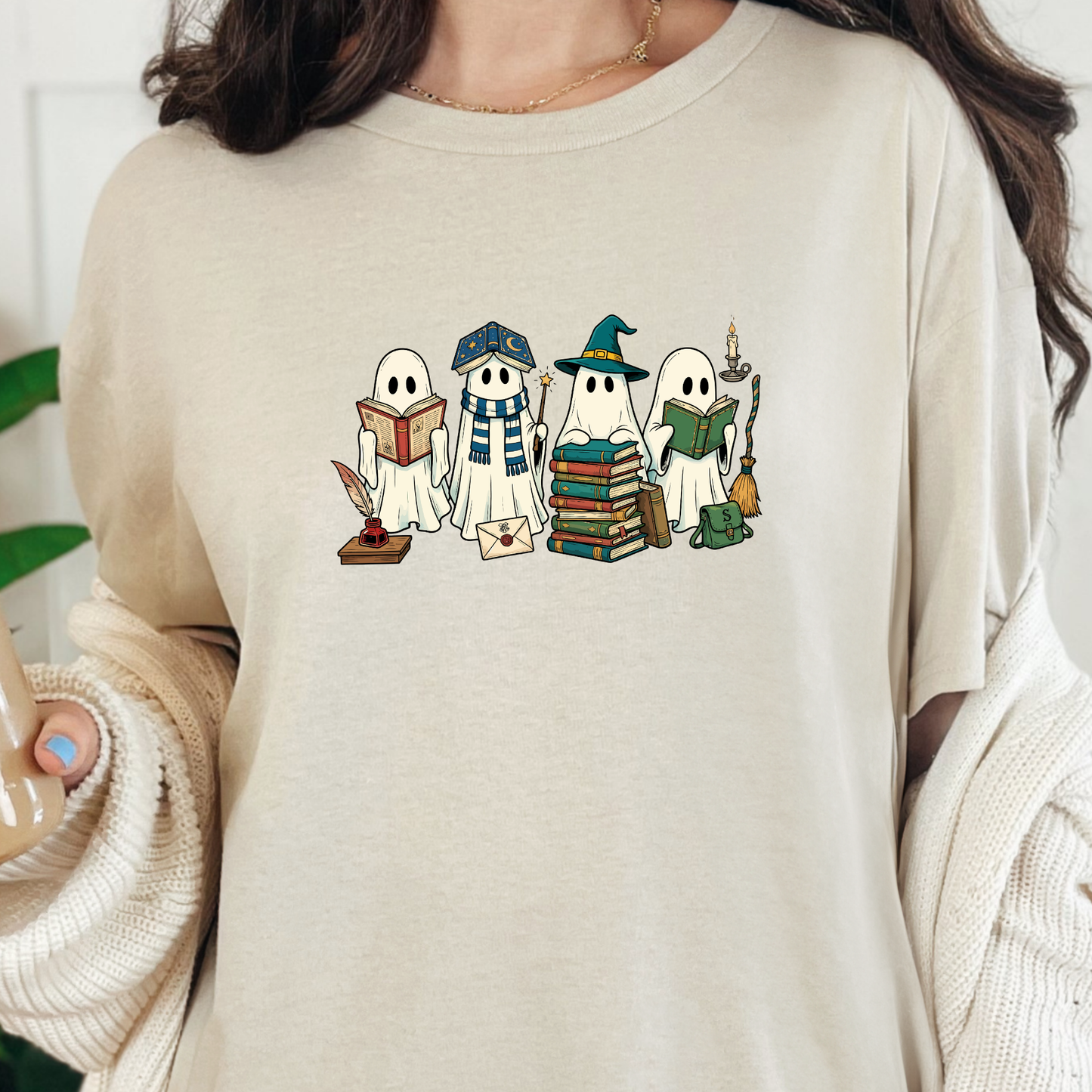 Ghosts Reading Books Graphic Tee or Sweatshirt