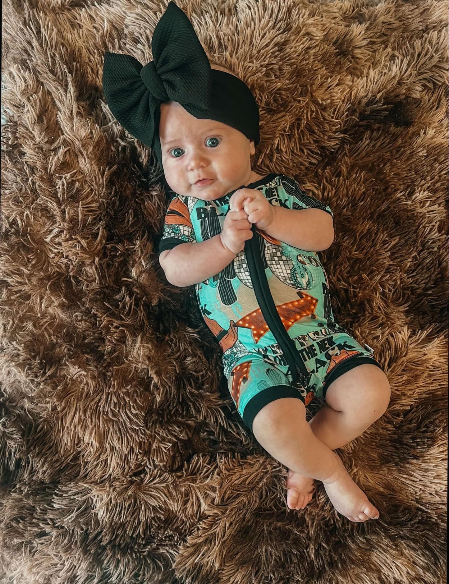 Cow print is the New Black Bamboo Shortie Romper