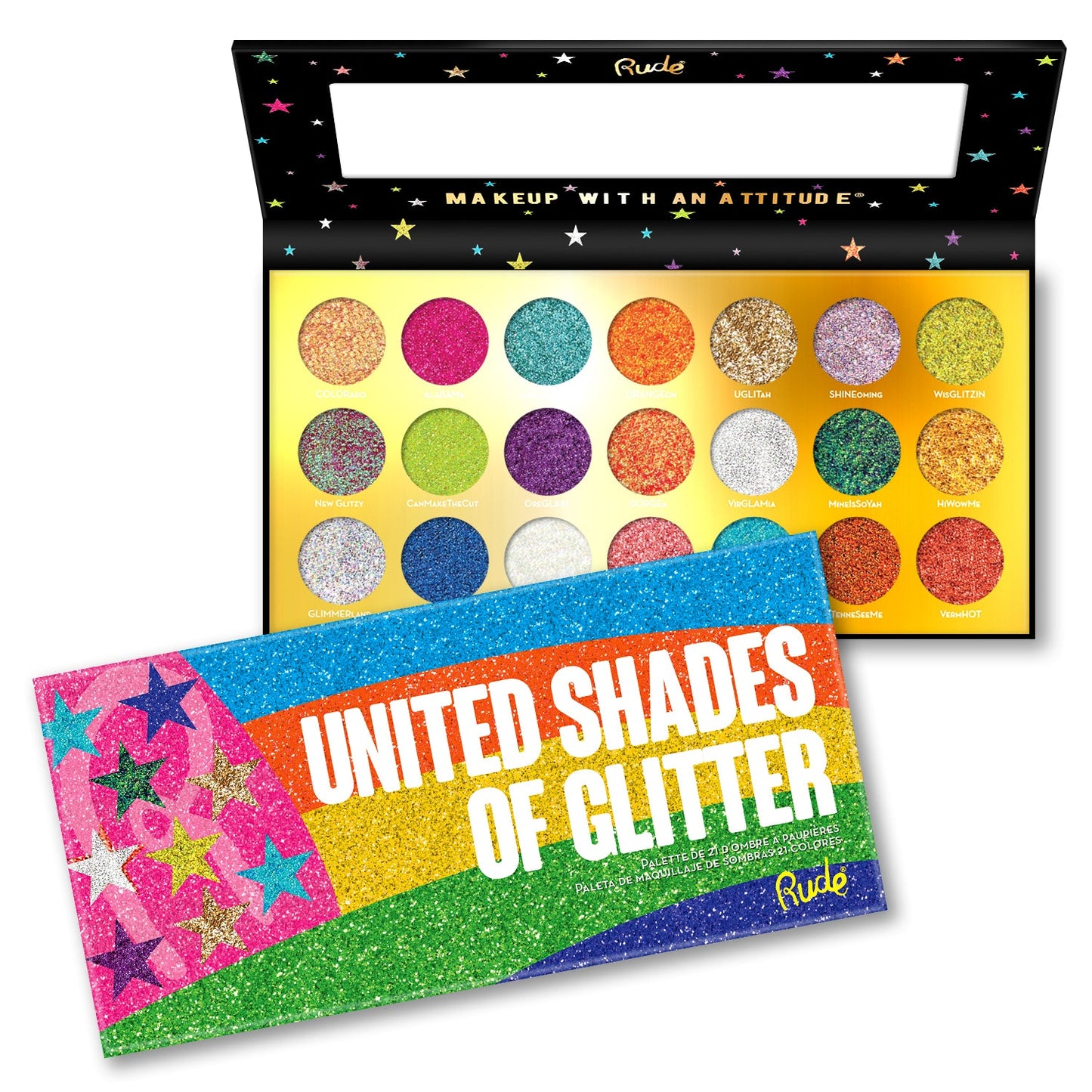 United Shades of Glitter - 21 Pressed Glitter Eyeshadow Palette