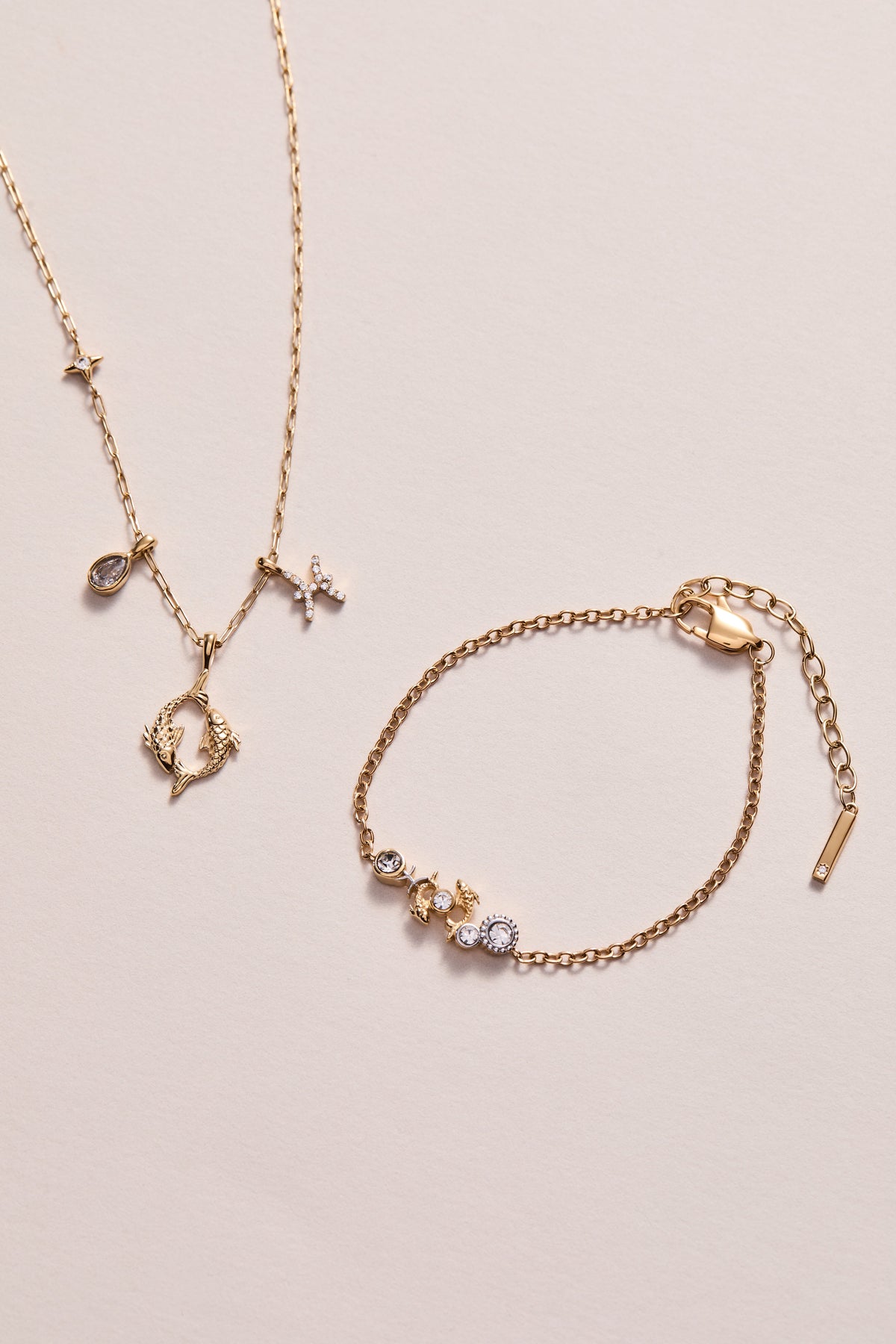 Pisces Zodiac Charm Cluster Necklace