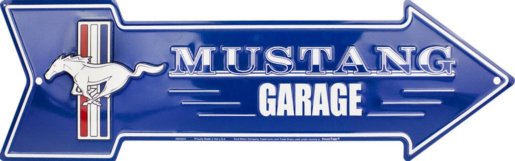 Metal Sign - Ford Mustang Garage Arrow