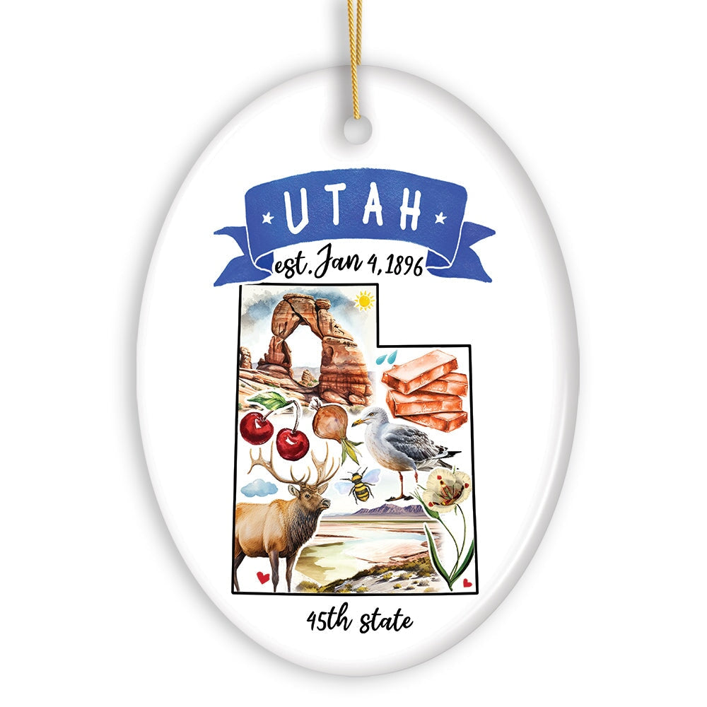Artistic Utah State Themes and Landmarks Christmas Ornament