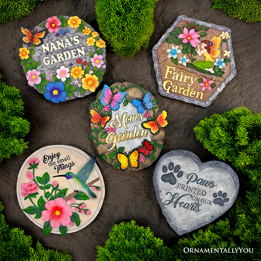 Grandma’s Garden Floral Stepping Stone, 9.5" Decorative Outdoor Decoration