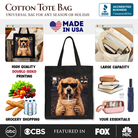 Golden Retriever Iced Coffee Tote Bag, Funny Dog Parents Gift Shopper