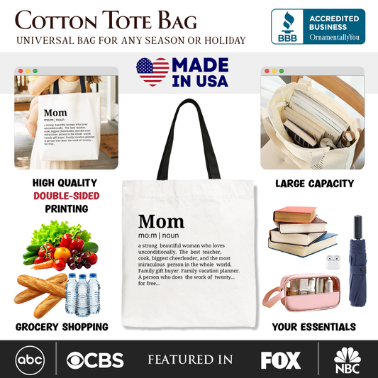 Personalized Mom Definition Canvas Tote Bag, Funny Mothers Day Gift Shopper